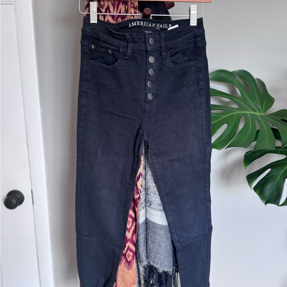 American Eagle Outfitters Charcoal Buttoned Jeans - Picture 2 of 3